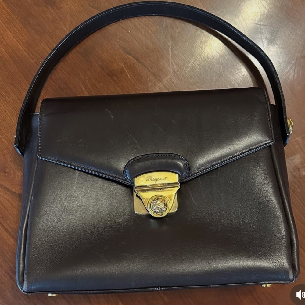 Salvatore Ferragamo Espresso Leather Handbag